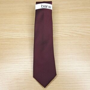 BAR III Mens Neck Tie Burgundy Woven Solid Slim Skinny